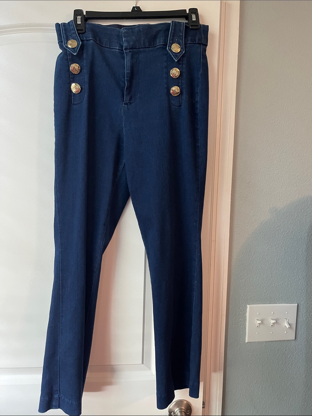 Lilly Pulitzer Dark Navy High-Rise Jeans with Gold Buttons